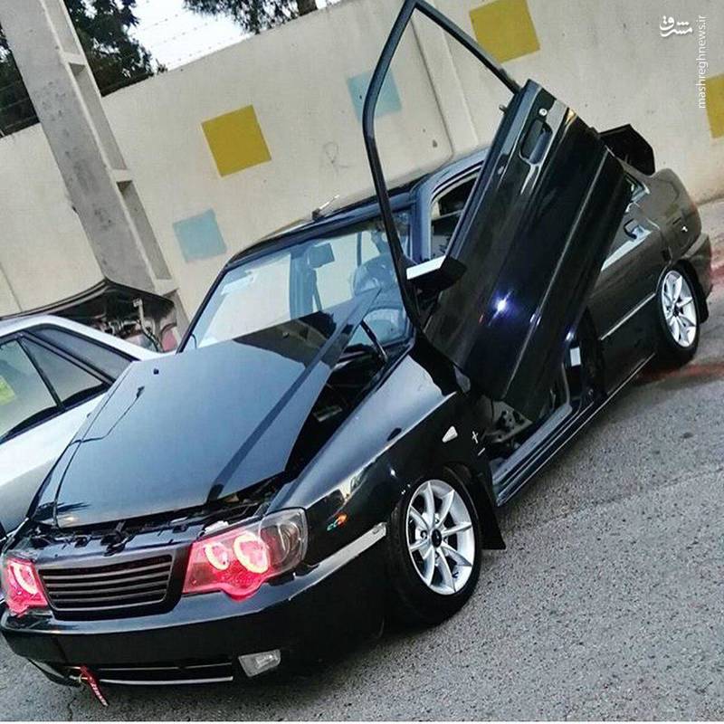 "پراید تیونینگ‌شده با درهای قیچی‌شونده — نمایی منحصربه‌فرد و اسپرت"