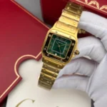 ساعت مچی کارتیه سانتوس | Cartier Santos | طلایی صفحه سبز رپلیکا ایتالیا