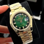 ساعت مچی رولکس دی‌دیت | Rolex Day-Date | طلایی صفحه سبز هایلایت مشکی کوارتز