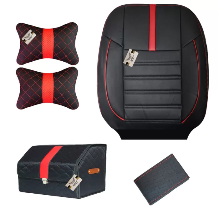 روکش صندلی خودرو سوشیانت مدل R مناسب برای پراید 131 به همراه پشت گردنی و جعبه و دور فرمان